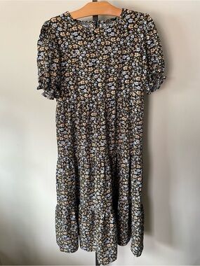 PrettyGarden Ditsy Floral Tiered Vintage Inspired Midi Dress Size Small